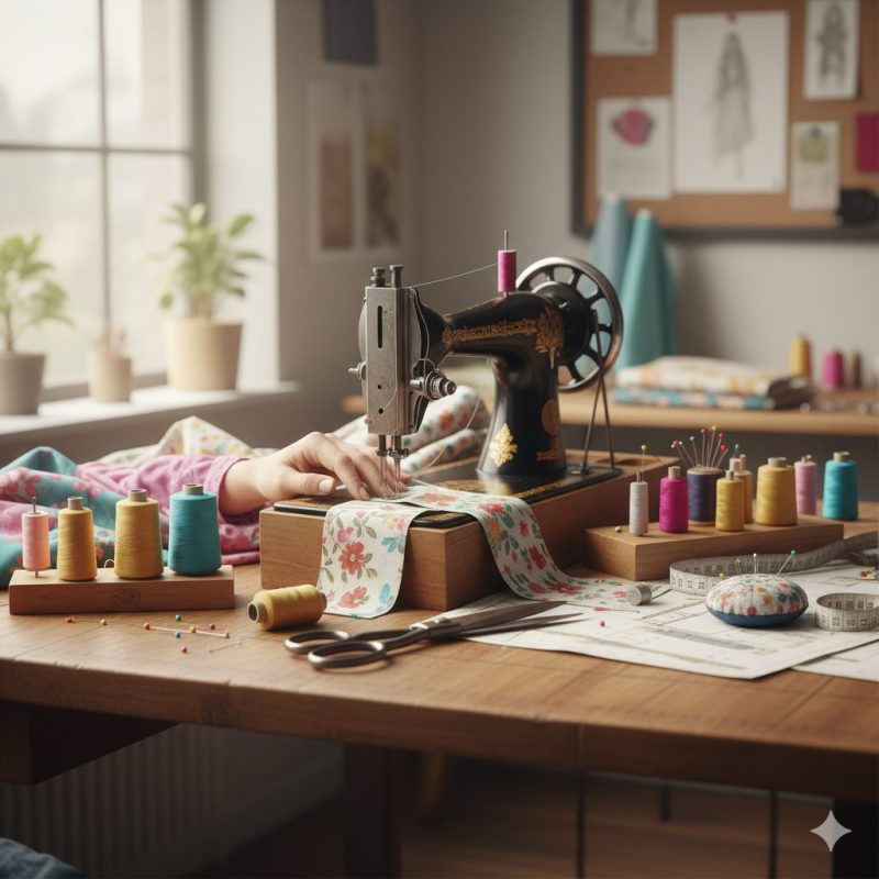 catégorie couture et broderie avec une ancienne machine à coudre