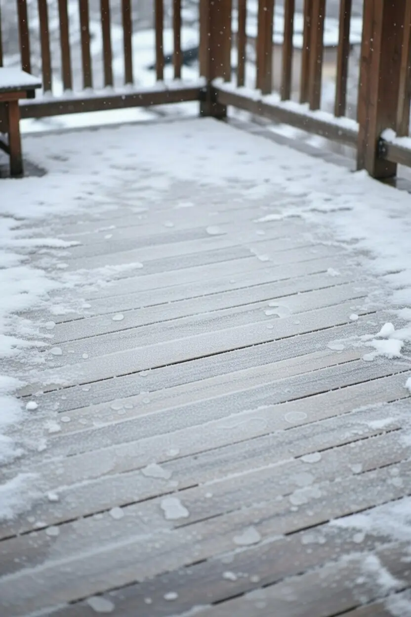 terrasse bois gelée