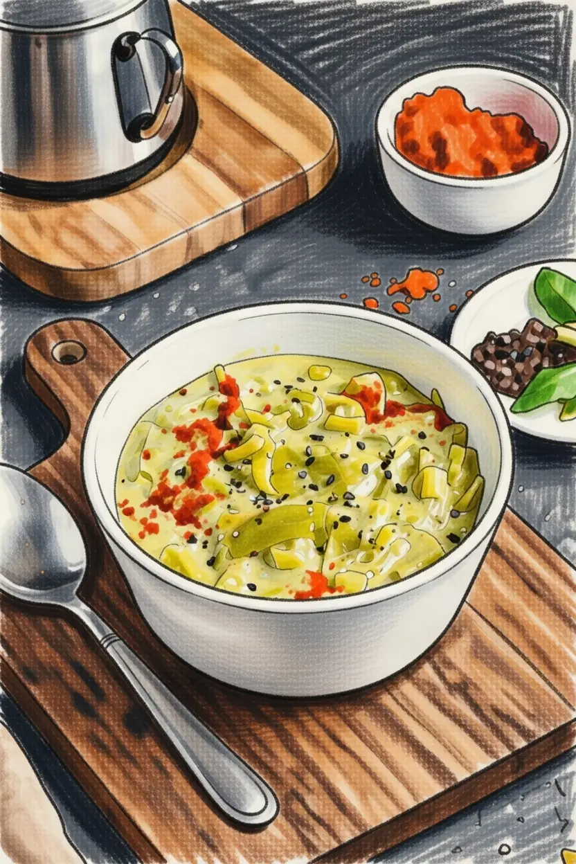Poireaux: fondue au lait de coco et aux épices